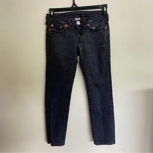 True Religion Jeans Womens 28 Black Stella Big T Skinny Made in the USA Ladies